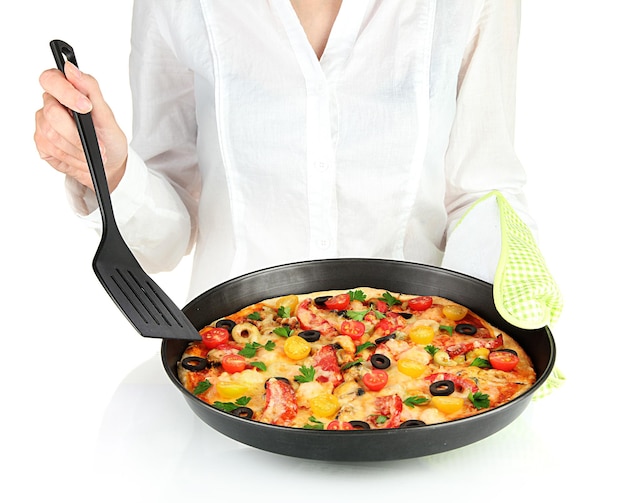 Chef cooking in rustic kitchen